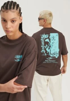 YOURTURN Unisex - T-Shirt Con Stampa - Brown