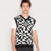 YOURTURN Distorted Check Vest UnisexMaglioneBlack/White Uomo Maglieria YO12100NE-Q11