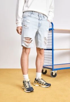 YOURTURN Unisex - Shorts Di Jeans - Light Blue Denim